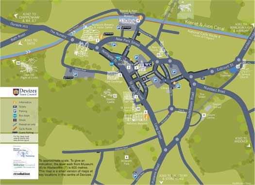 devizes map with coach park